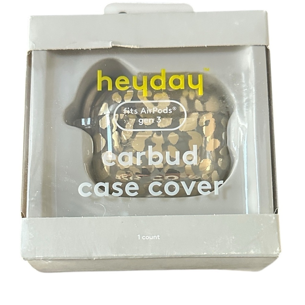 Heyday NIB Earbud Case Cover for Apple AirPods Gen 3 Clear Gold Speckled Leopard